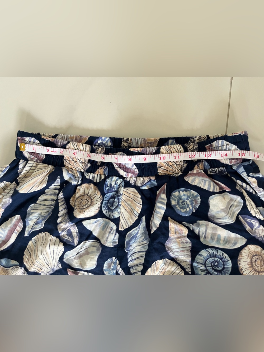 Calypso St Barth style Wide Leg Shell-Print Lounge Pants - Navy Large - Picture 3 of 7